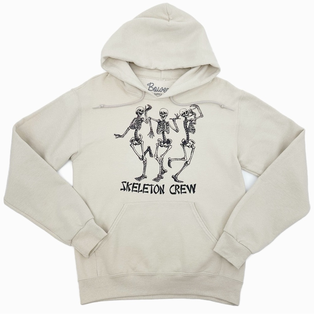Bowery Supply Co. Skeleton Crew Graphic Hoodie Beige Size Small